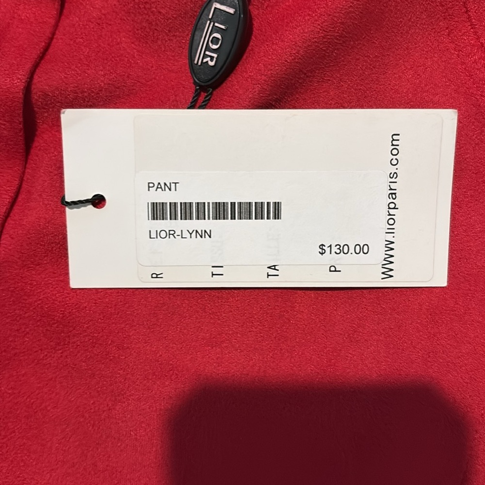 NWT $130 sz 4 Lior Paris red faux suede pants 949 - Picture 5 of 7
